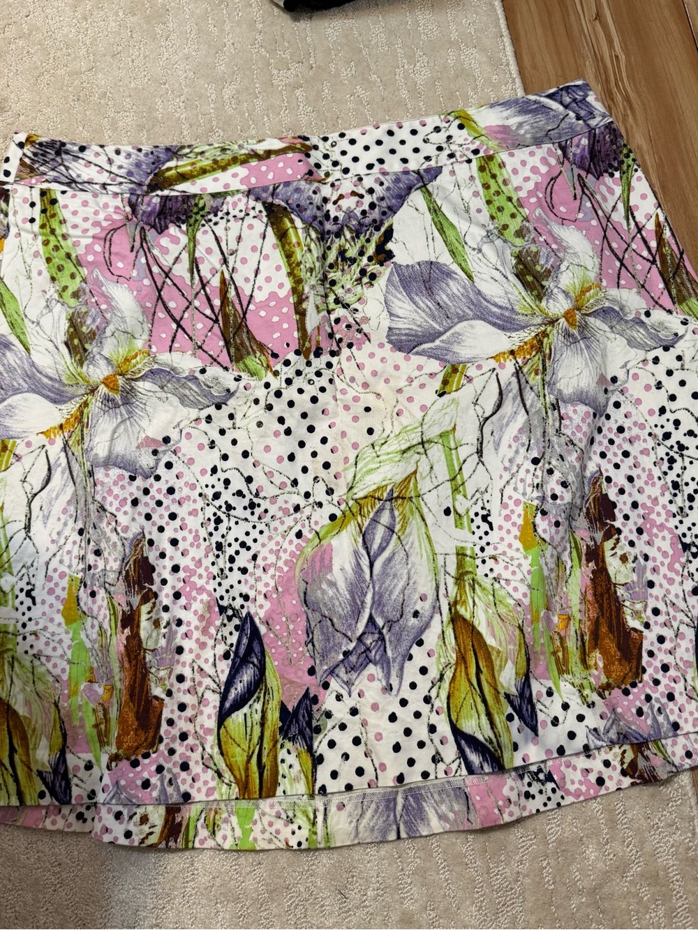 Floral Print A-Line Skirt in Pink and White